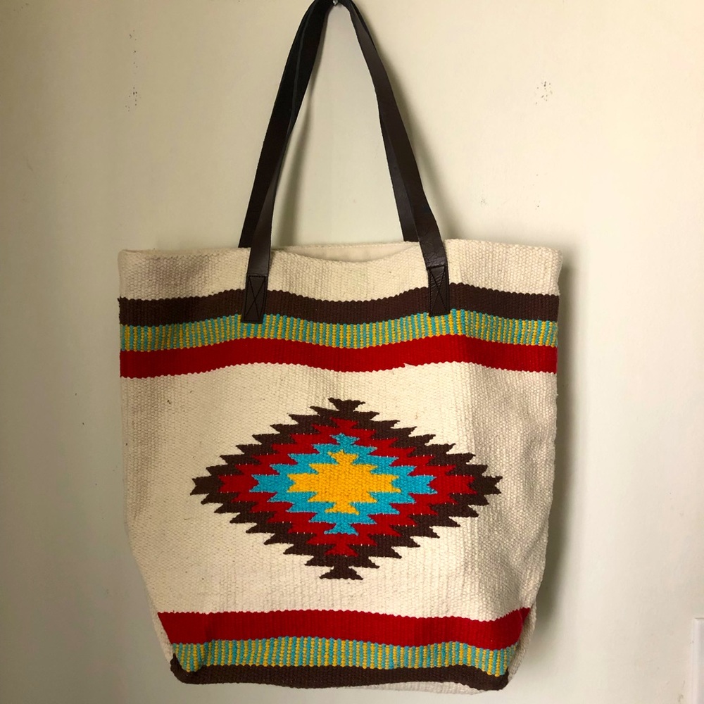 Large Aztec style woven tote